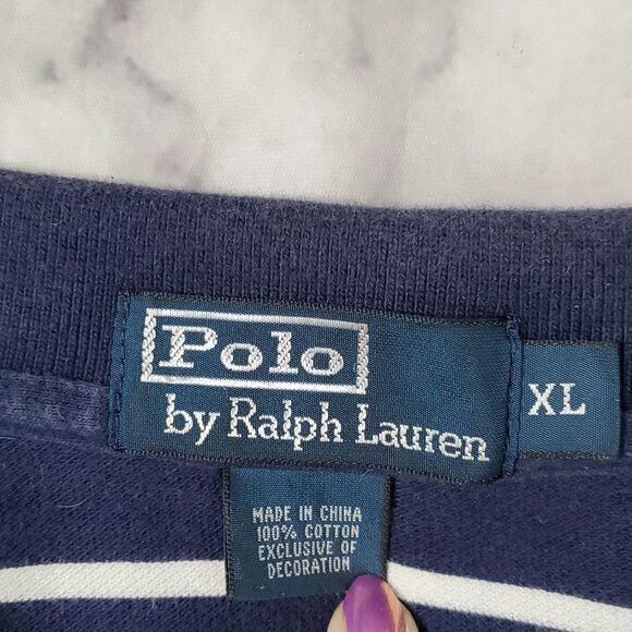 Polo Ralph Lauren Navy/White Striped Polo - Picture 3 of 4